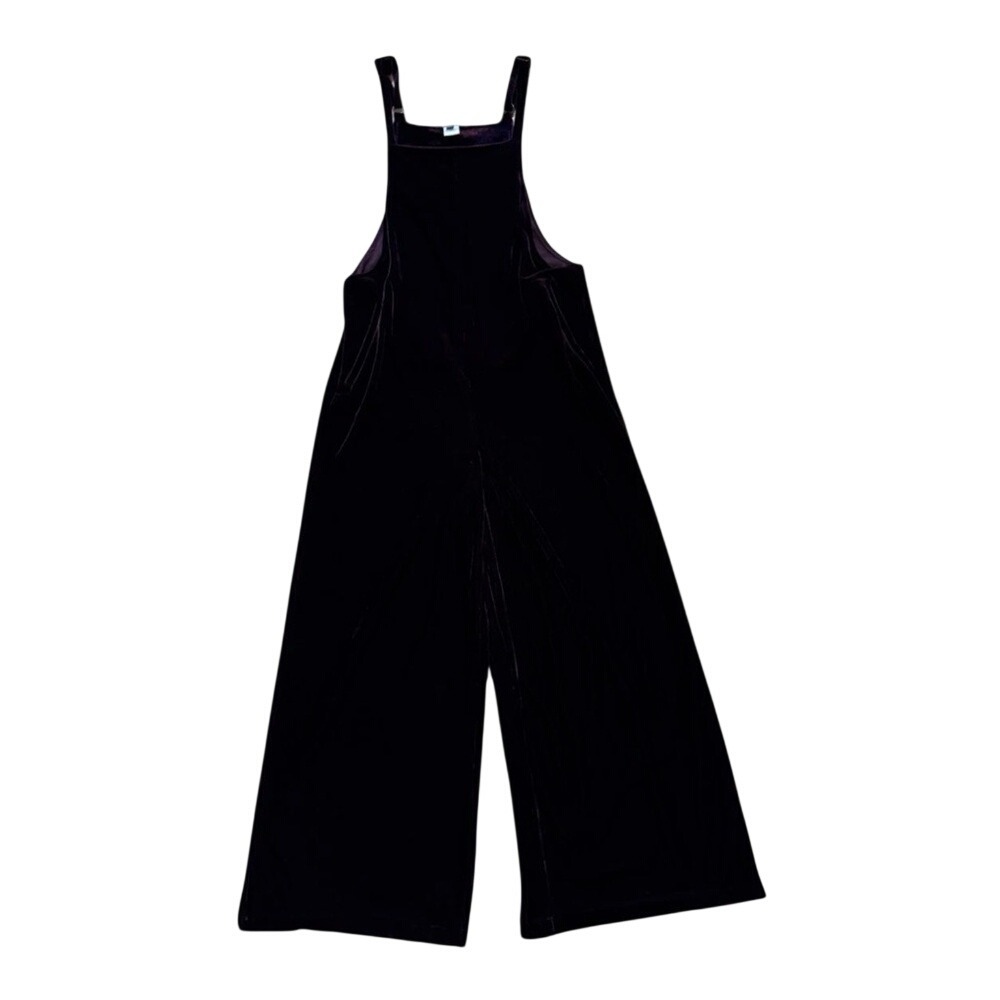 The Pyramid Collection Jumpsuit Womens XS Velvet Wide Leg Crop Overall Purple